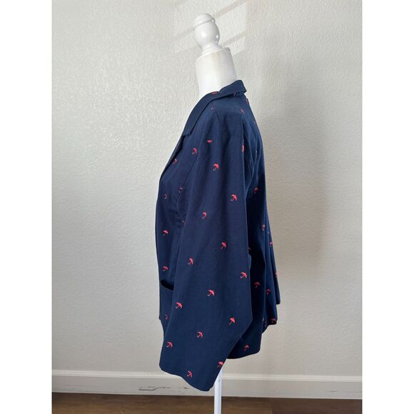 ModCloth Legendary Lifestyle Cotton Blazer NWOT Navy Novelty Umbrella Size 26 - Picture 5 of 11